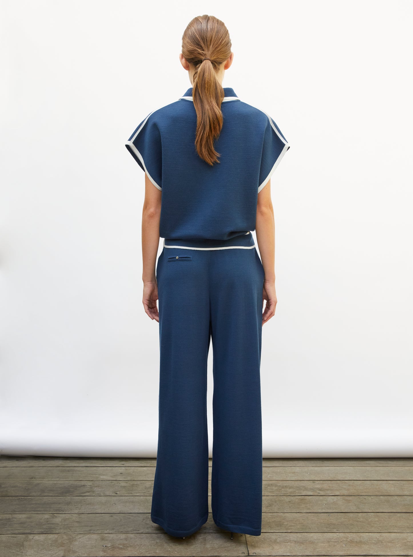 Pantalon fluide maille fine jersey Blueberry - Pantalon de luxe 