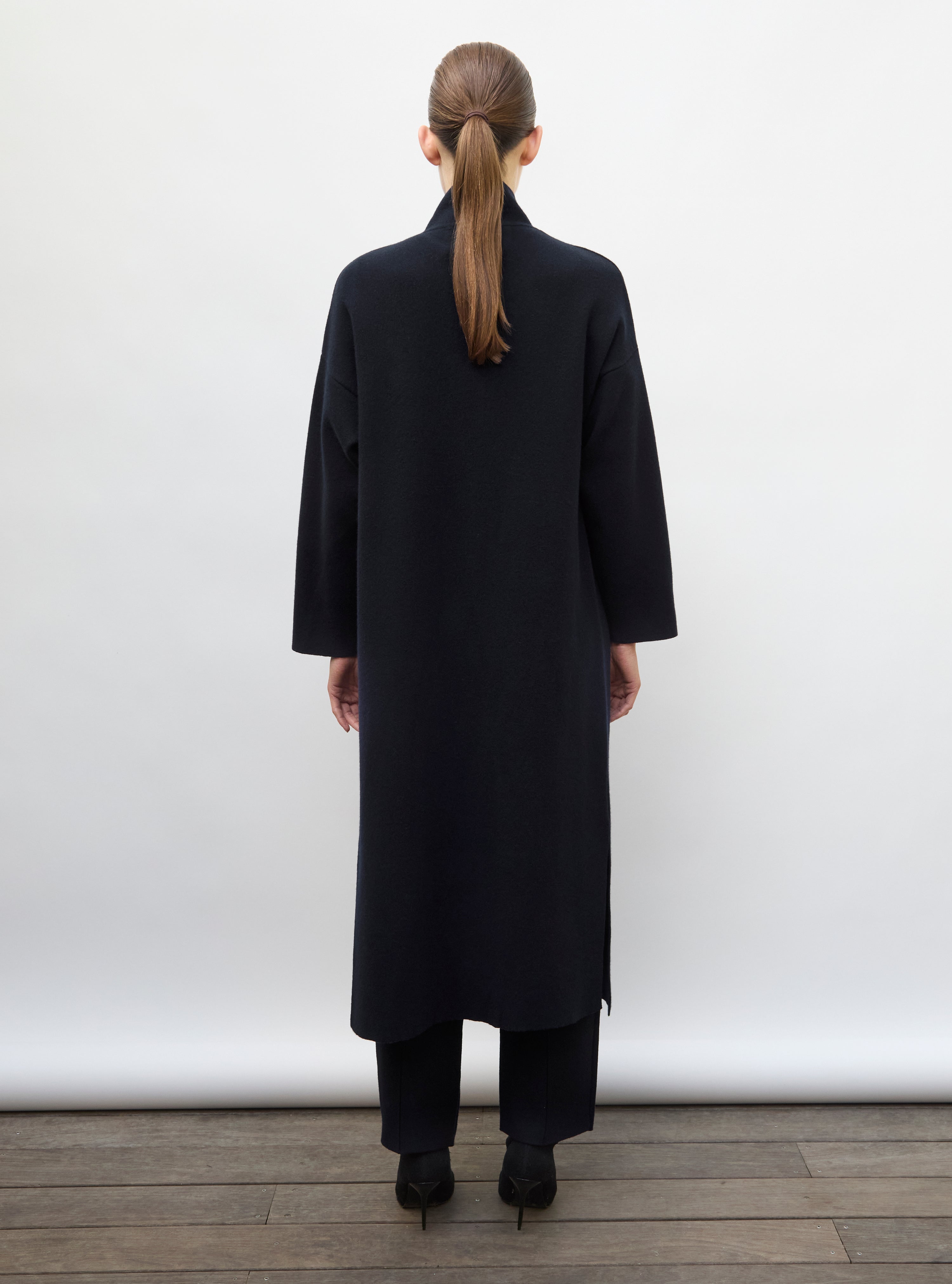 Veste de luxe femme - Manteau long en maille  nuit