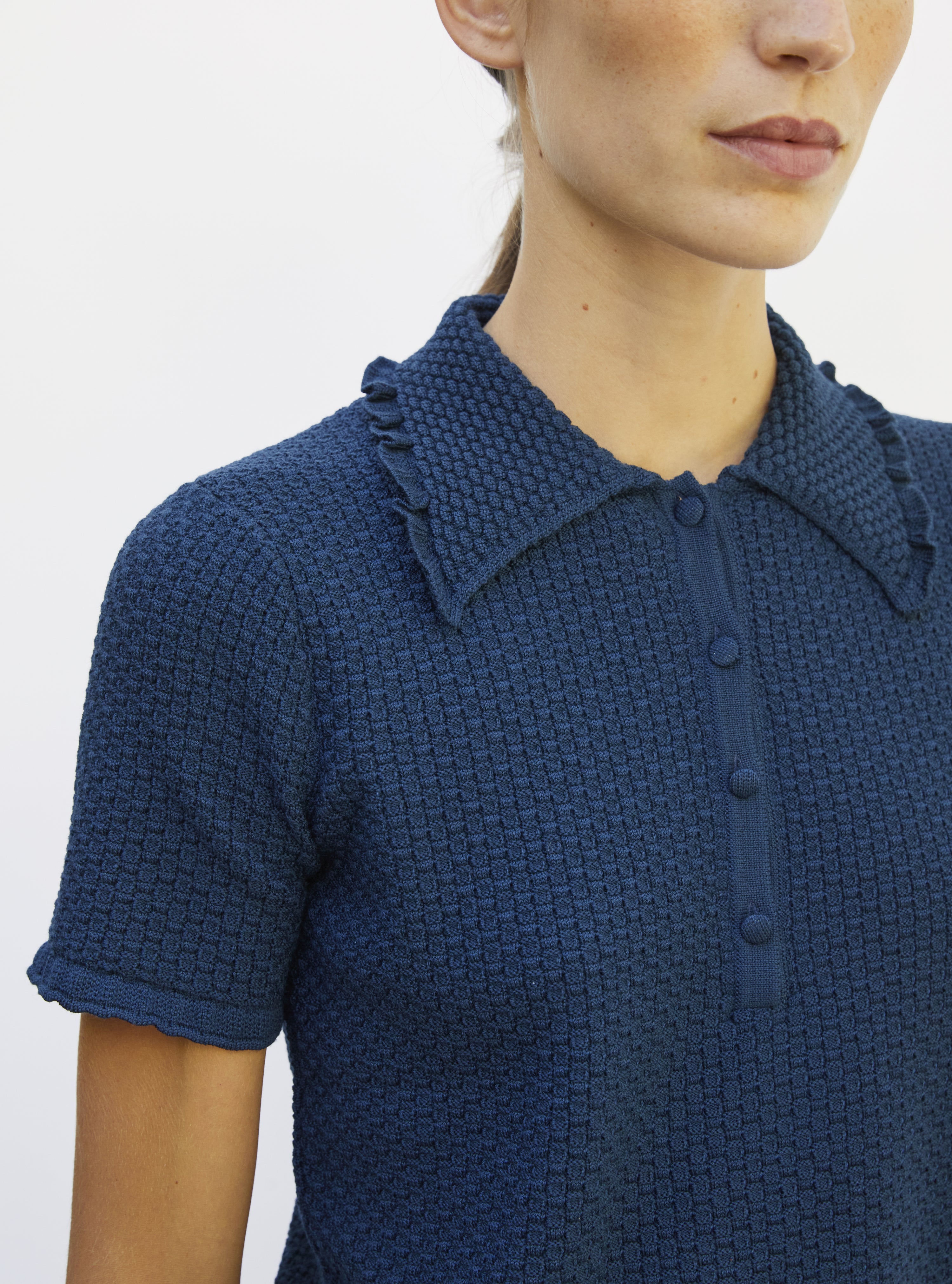 Polo fin col volanté blueberry - Molli