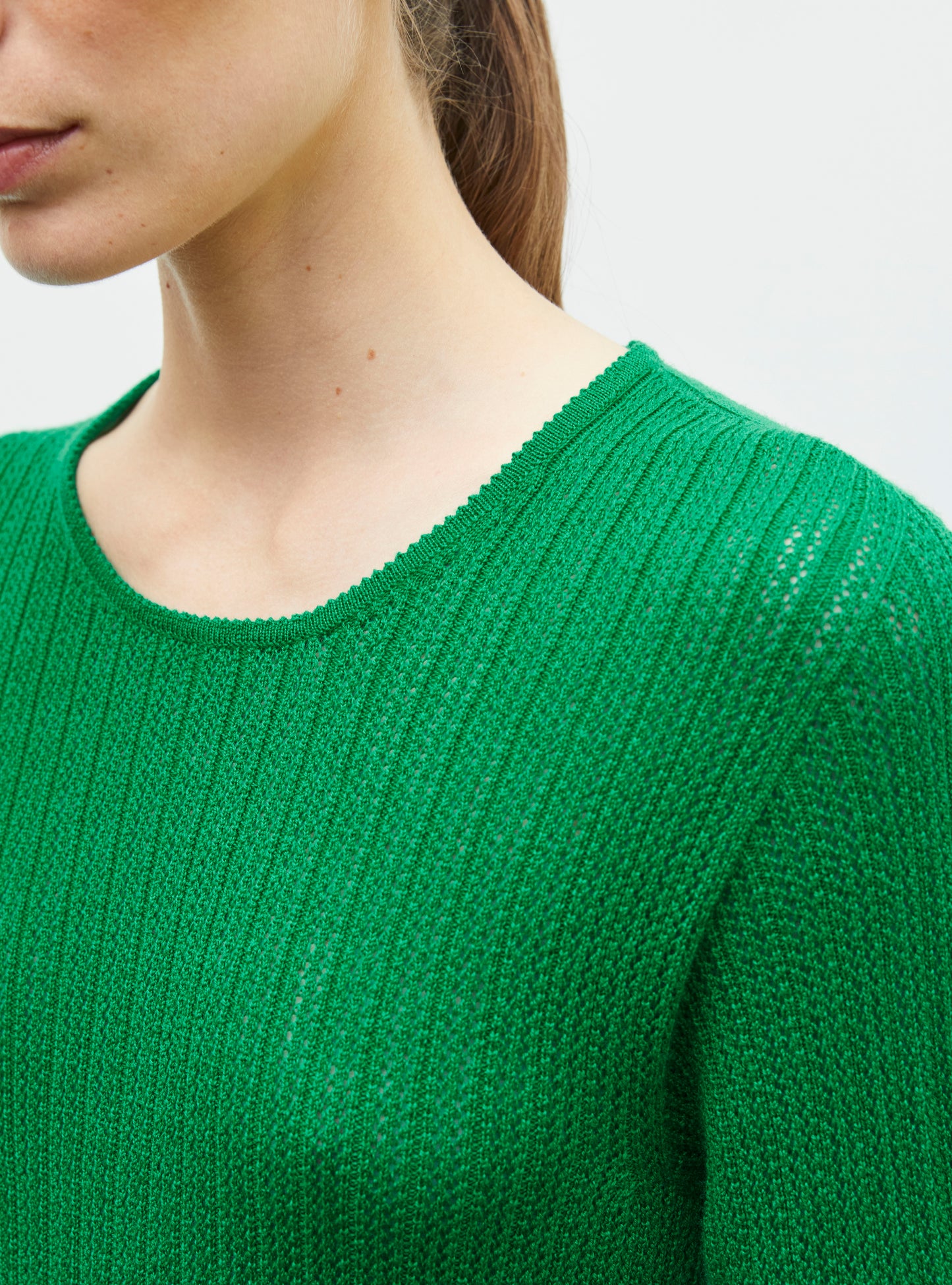 Top en maille de luxe Molli - Top fin maille pointelle chlorophylle