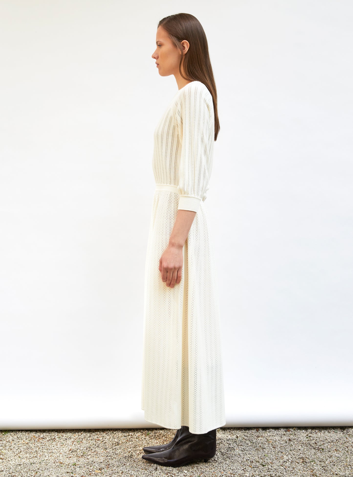 Robe légère maille pointelle molli Naturel - Robe de luxe 