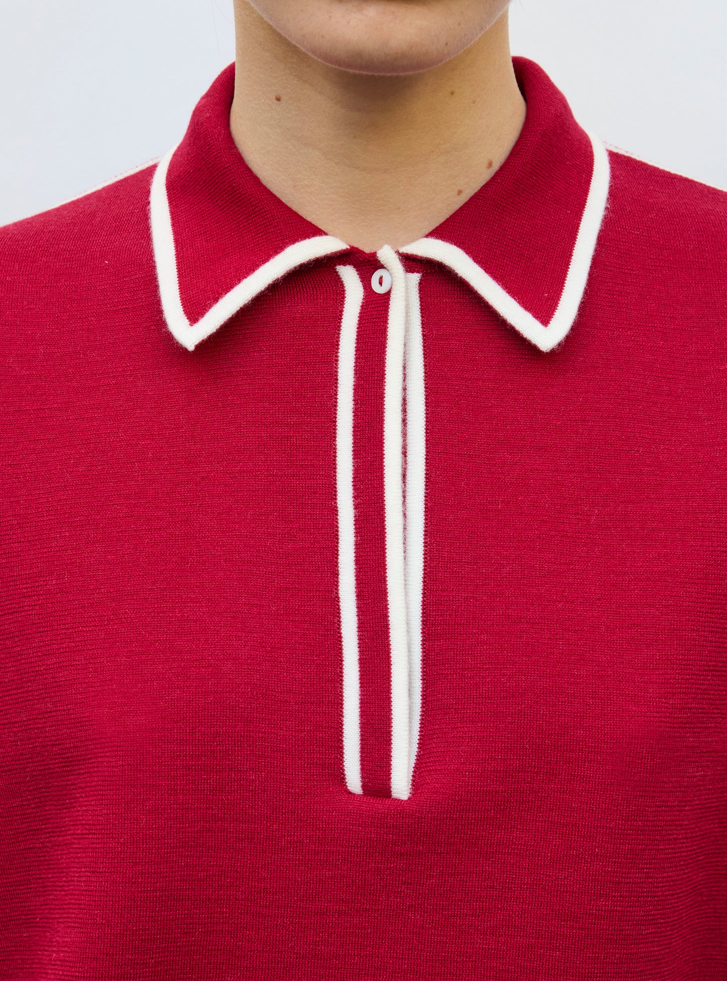Top ample maille col gansé grenat-naturel - Molli