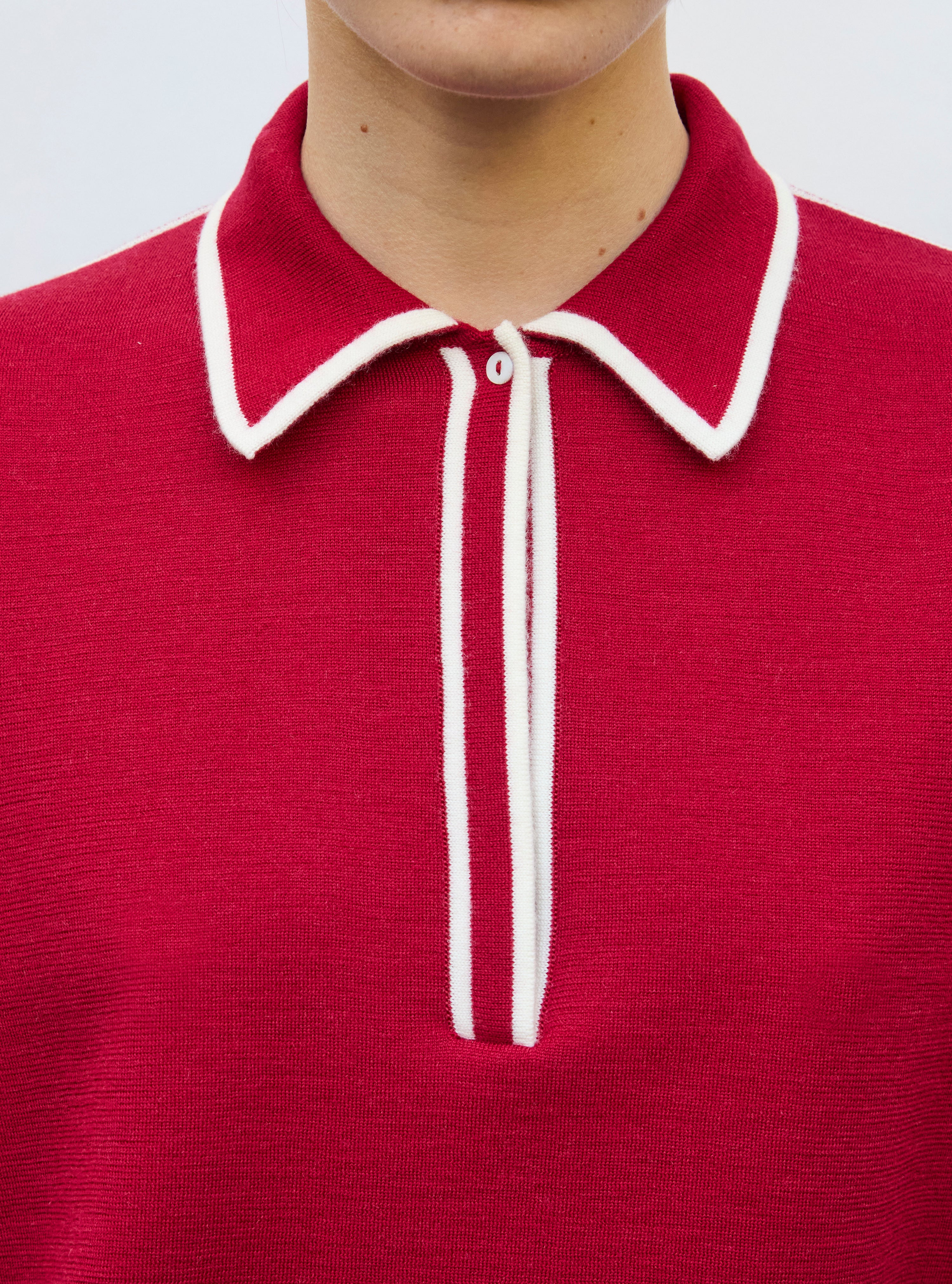Top ample maille col gansé grenat-naturel - Molli