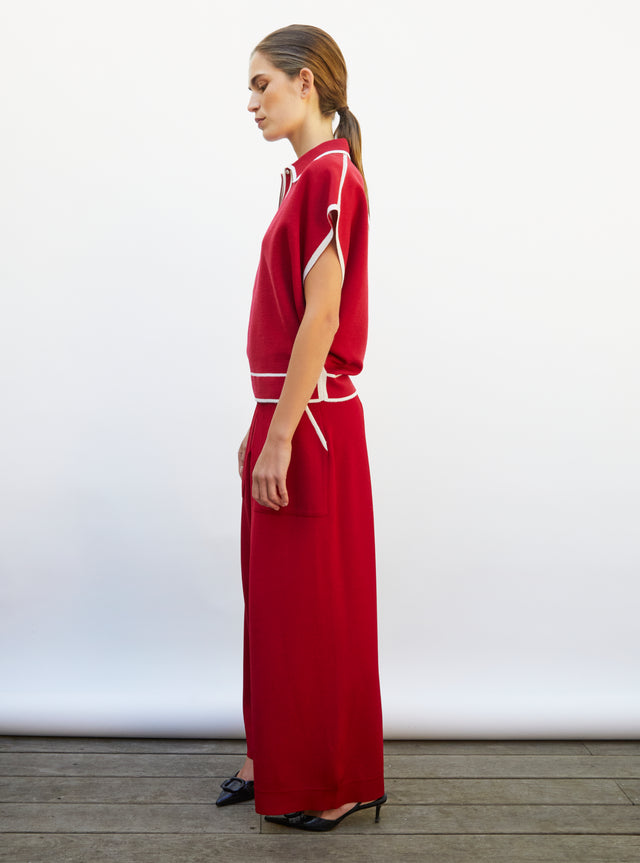 pantalon ample maille couture - Image principale