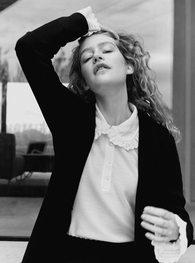 Blouse en maille à col dentelle - Vêtement en maille de luxe Molli
