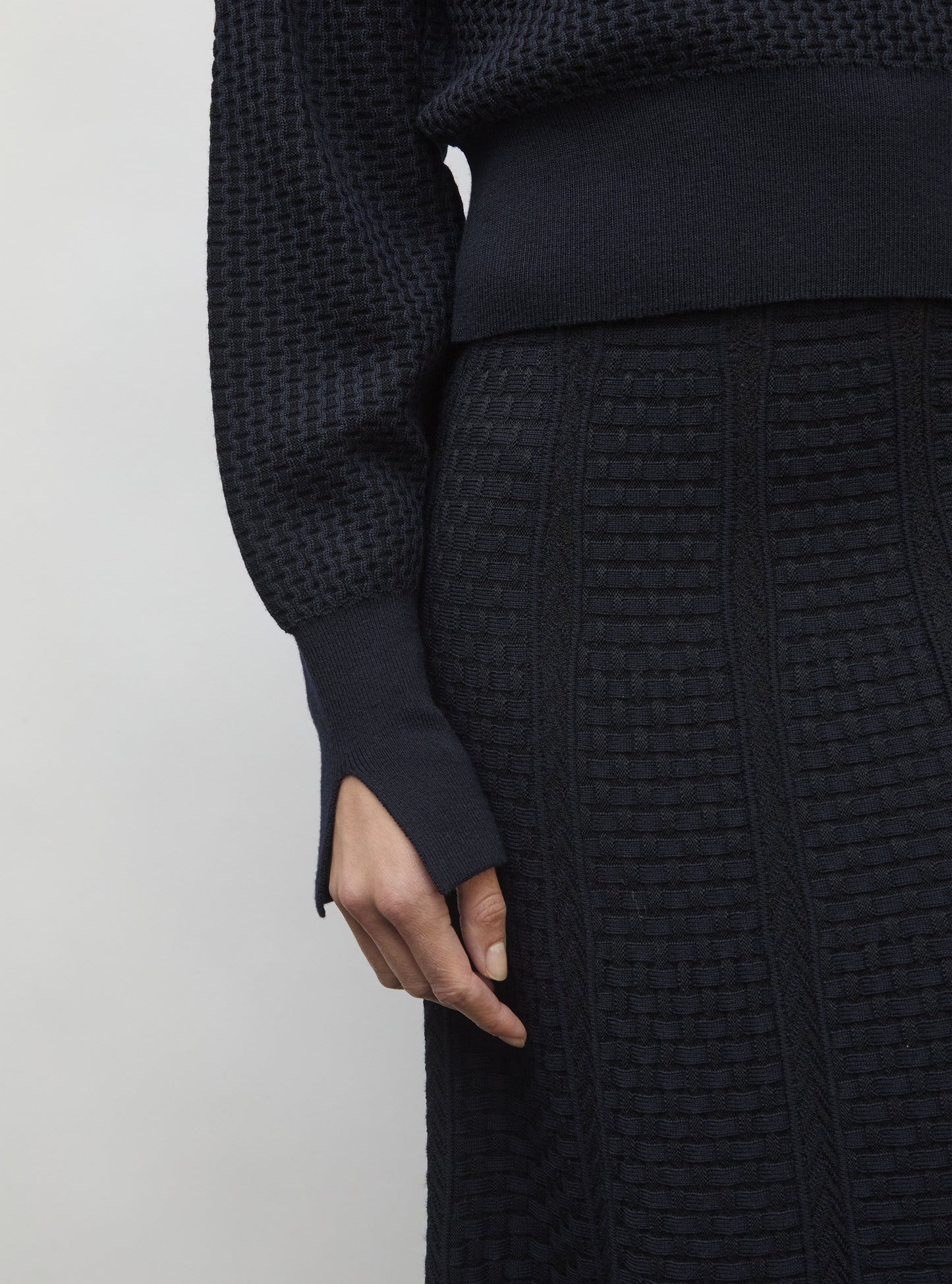 Top en maille de luxe Molli - Top fin maille mini-cannage  nuit noir profond
