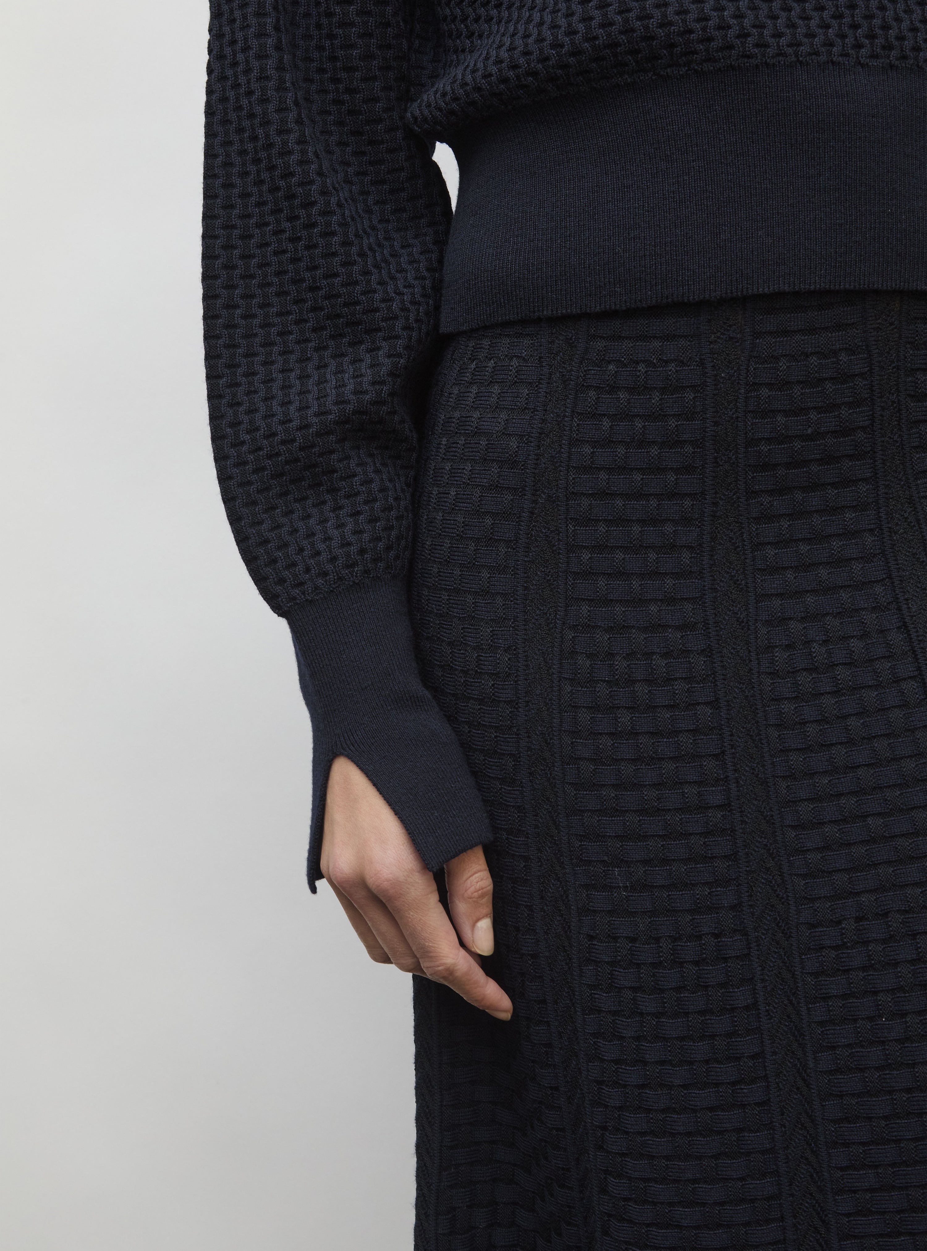 Top en maille de luxe Molli - Top fin maille mini-cannage  nuit noir profond