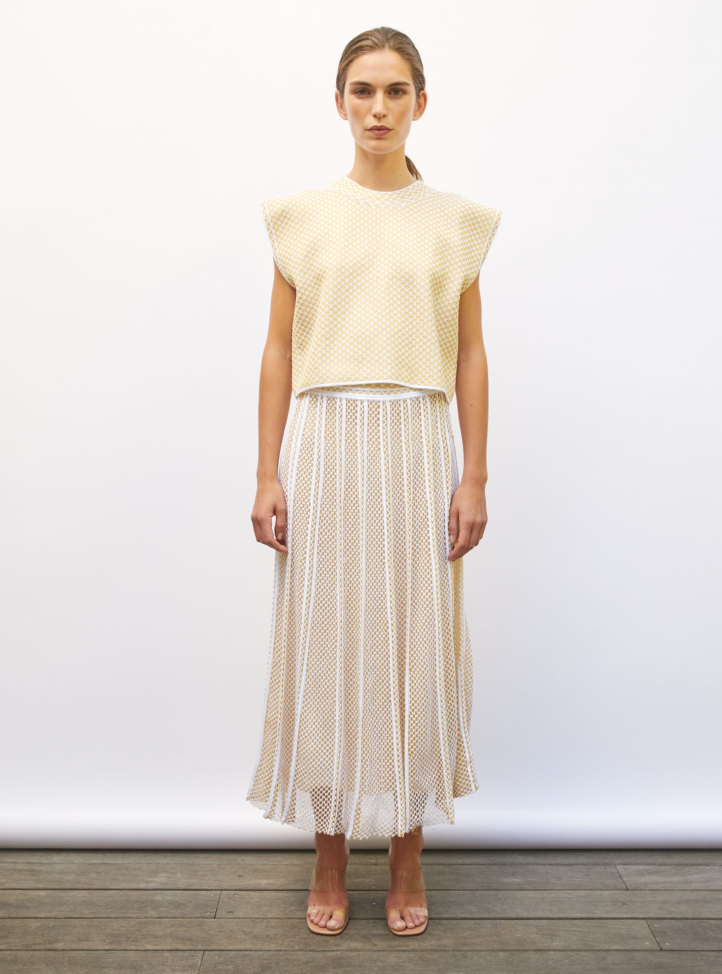 Jupe de luxe femme - Jupe longue maille technique milk