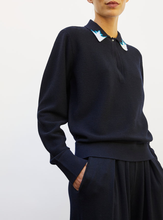 knit shirt with graphic motifs - Image principale