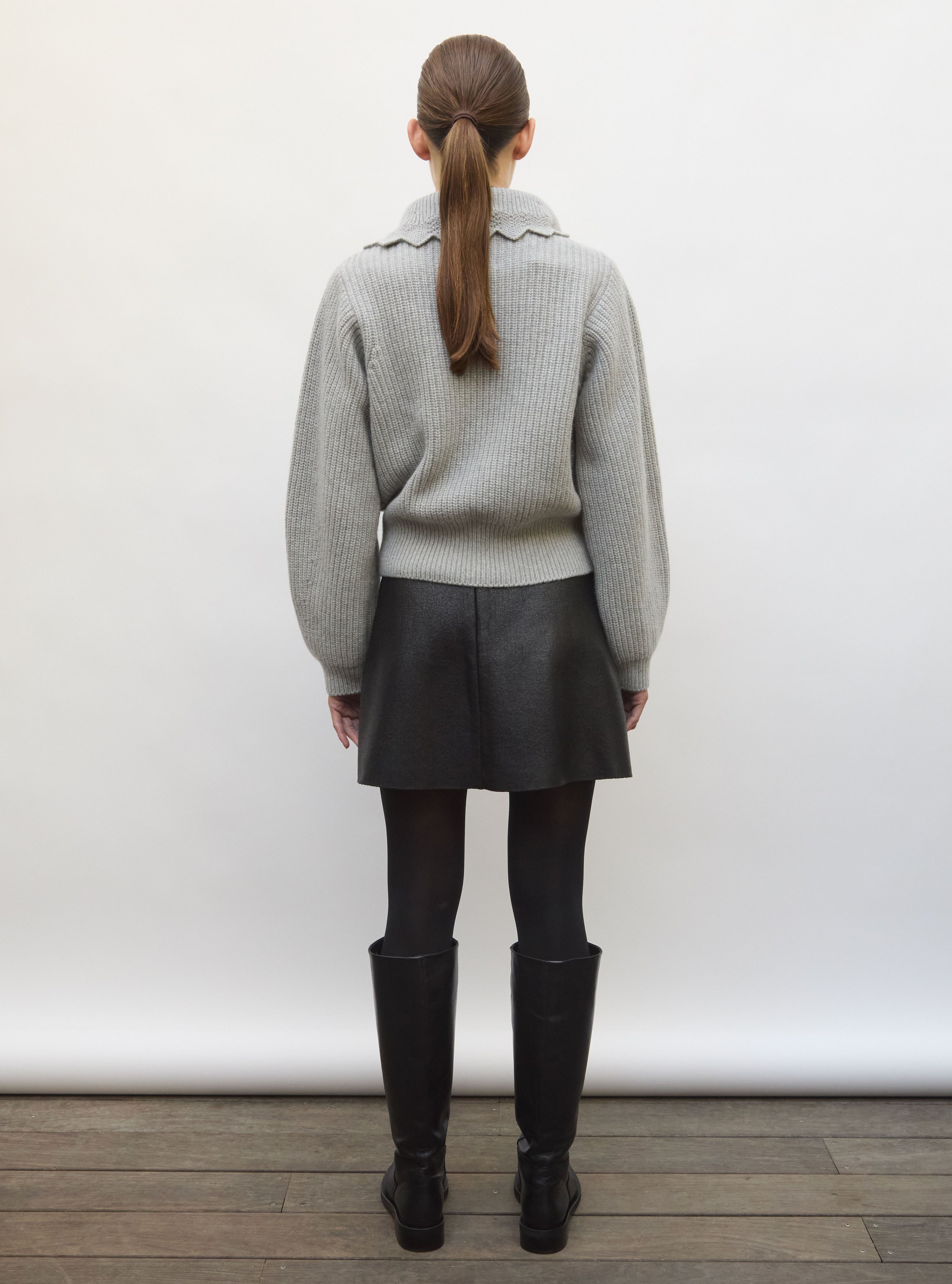 Pull de luxe femme - Pull camionneur moelleux  gris souris