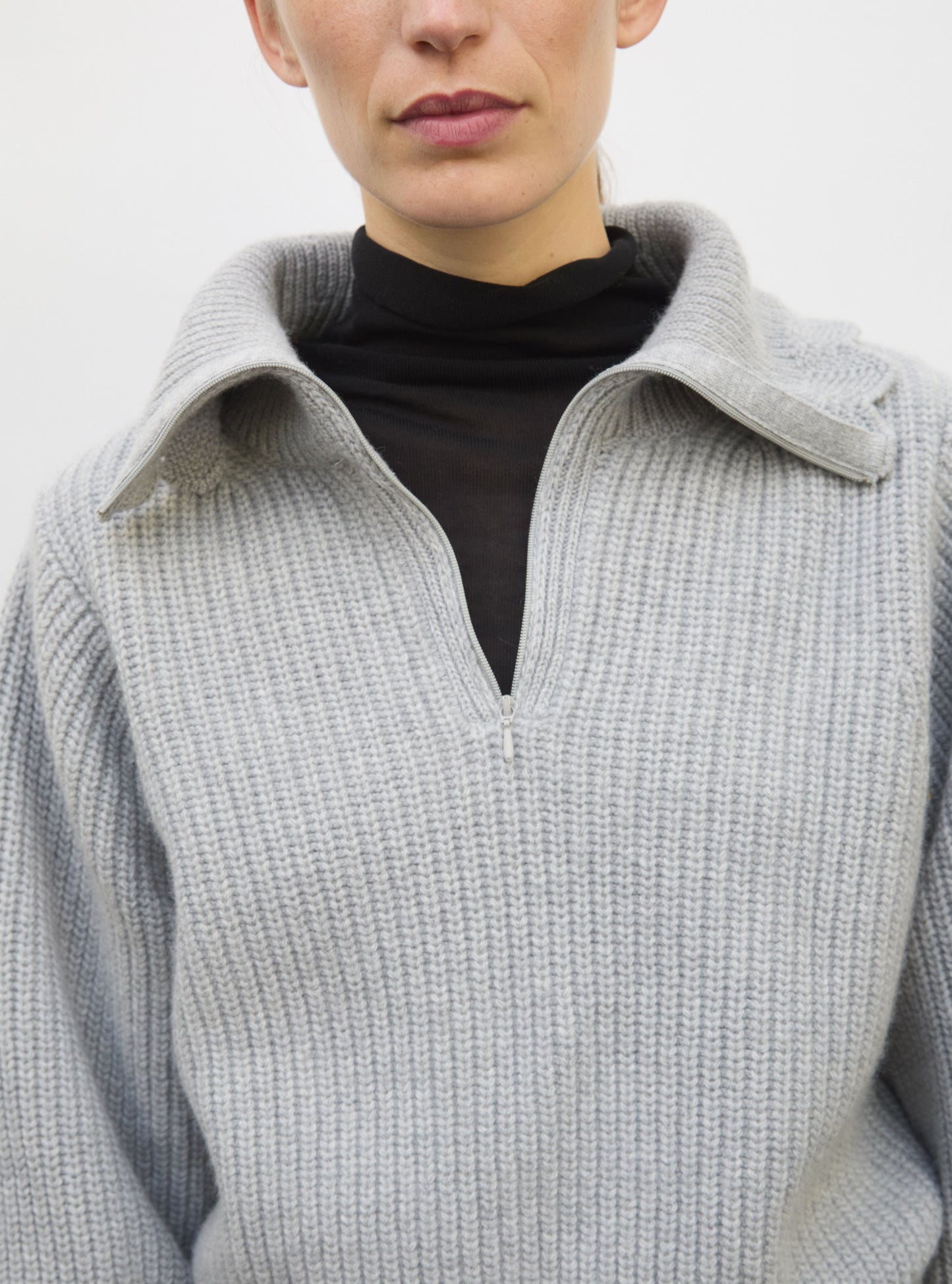 Pull en maille de luxe Molli - Pull camionneur moelleux  gris souris