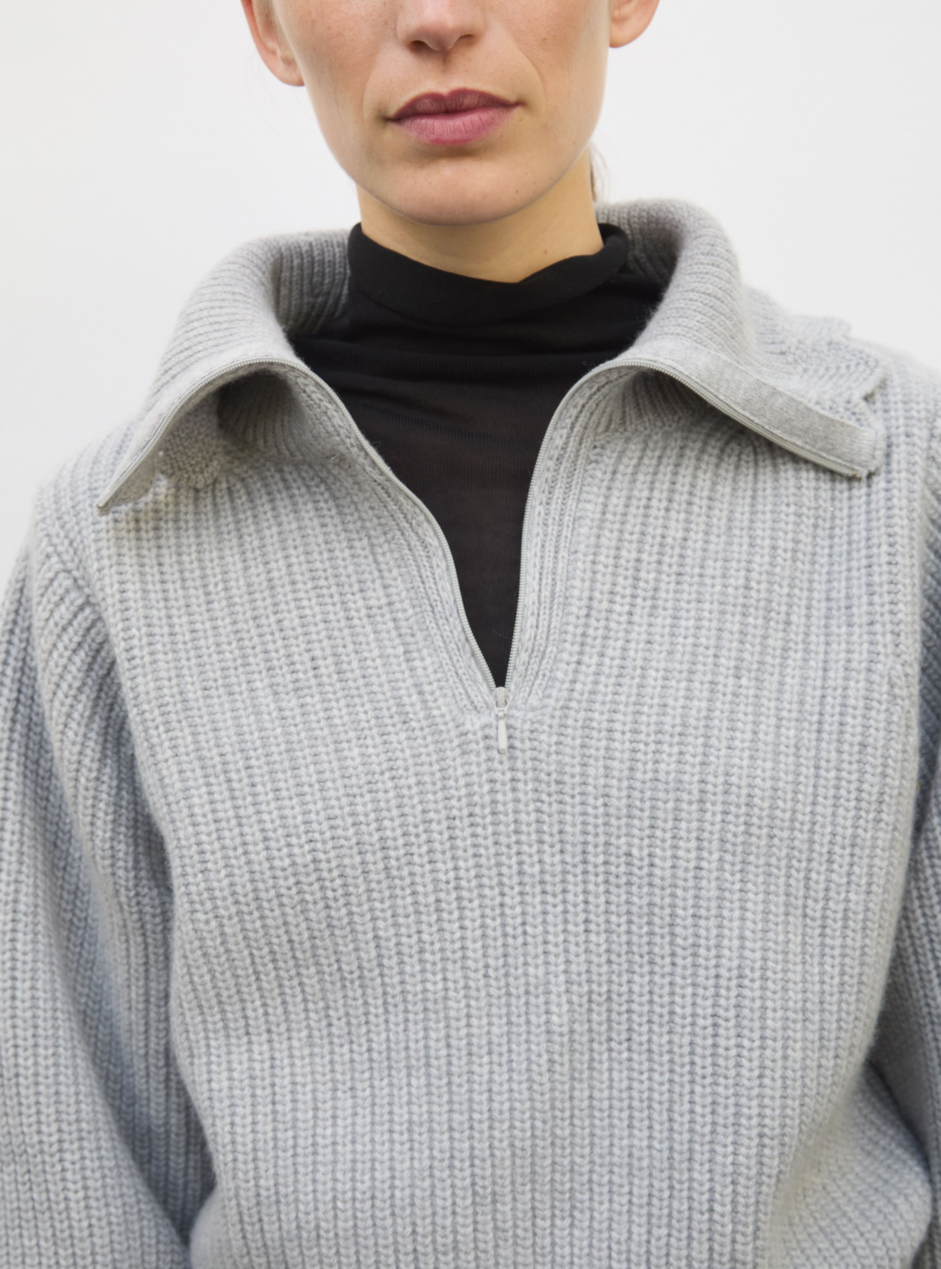 Pull en maille de luxe Molli - Pull camionneur moelleux  gris souris