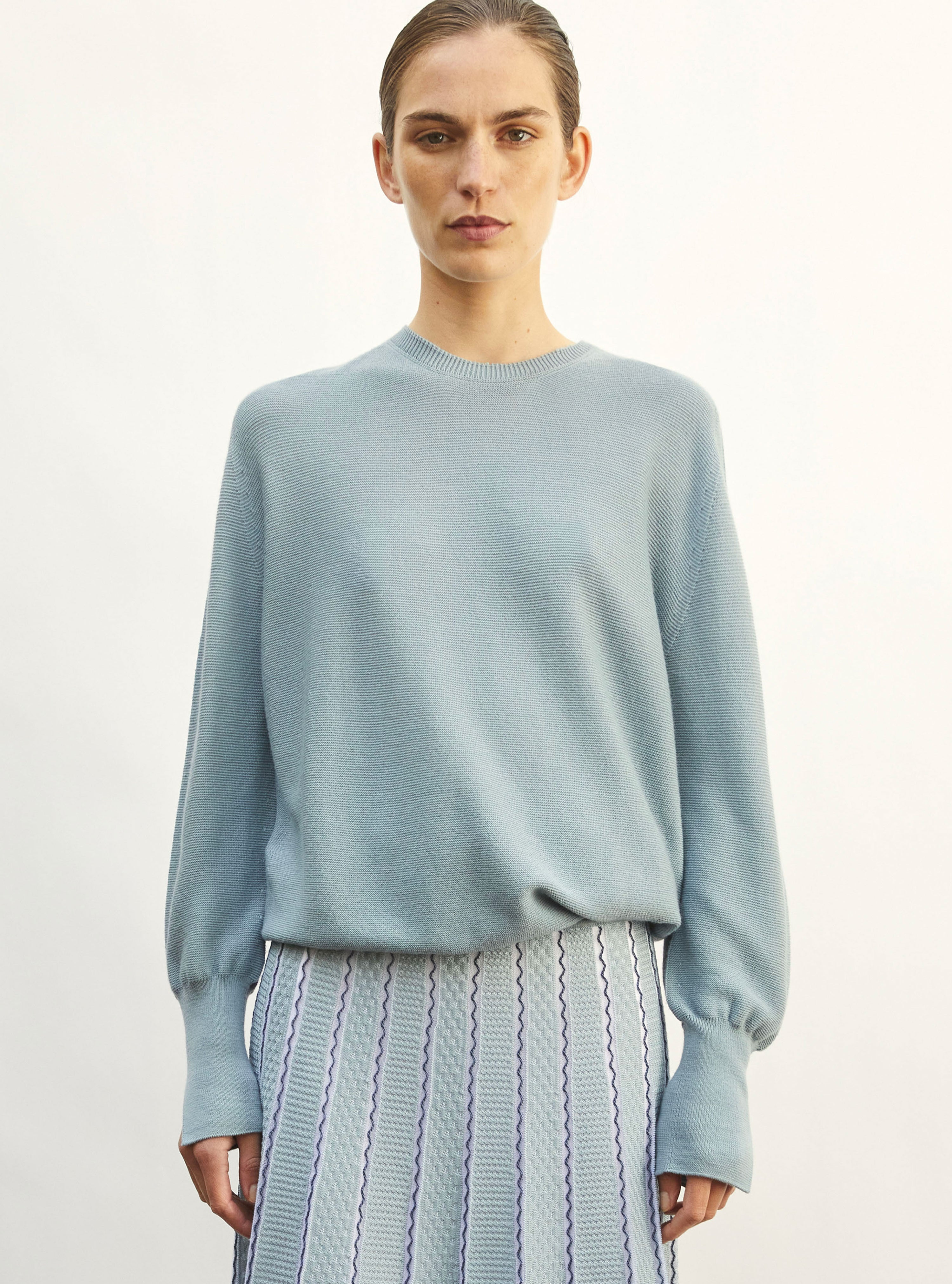 Pull fin col rond horizon - Vêtement de luxe femme