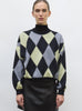 Pull fin jacquard argyle  noir profond multi - Vêtement de luxe femme