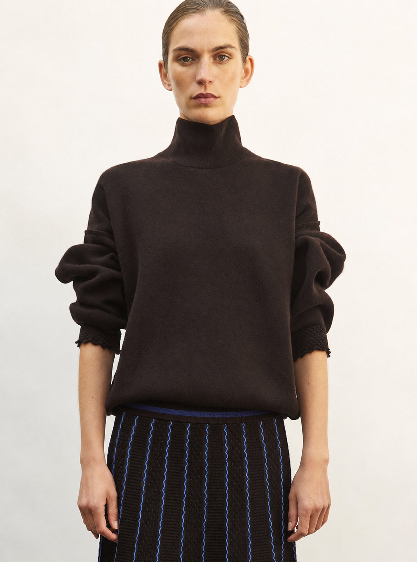 Pull montant détails smockés horizon-multi - Vêtement de luxe femme