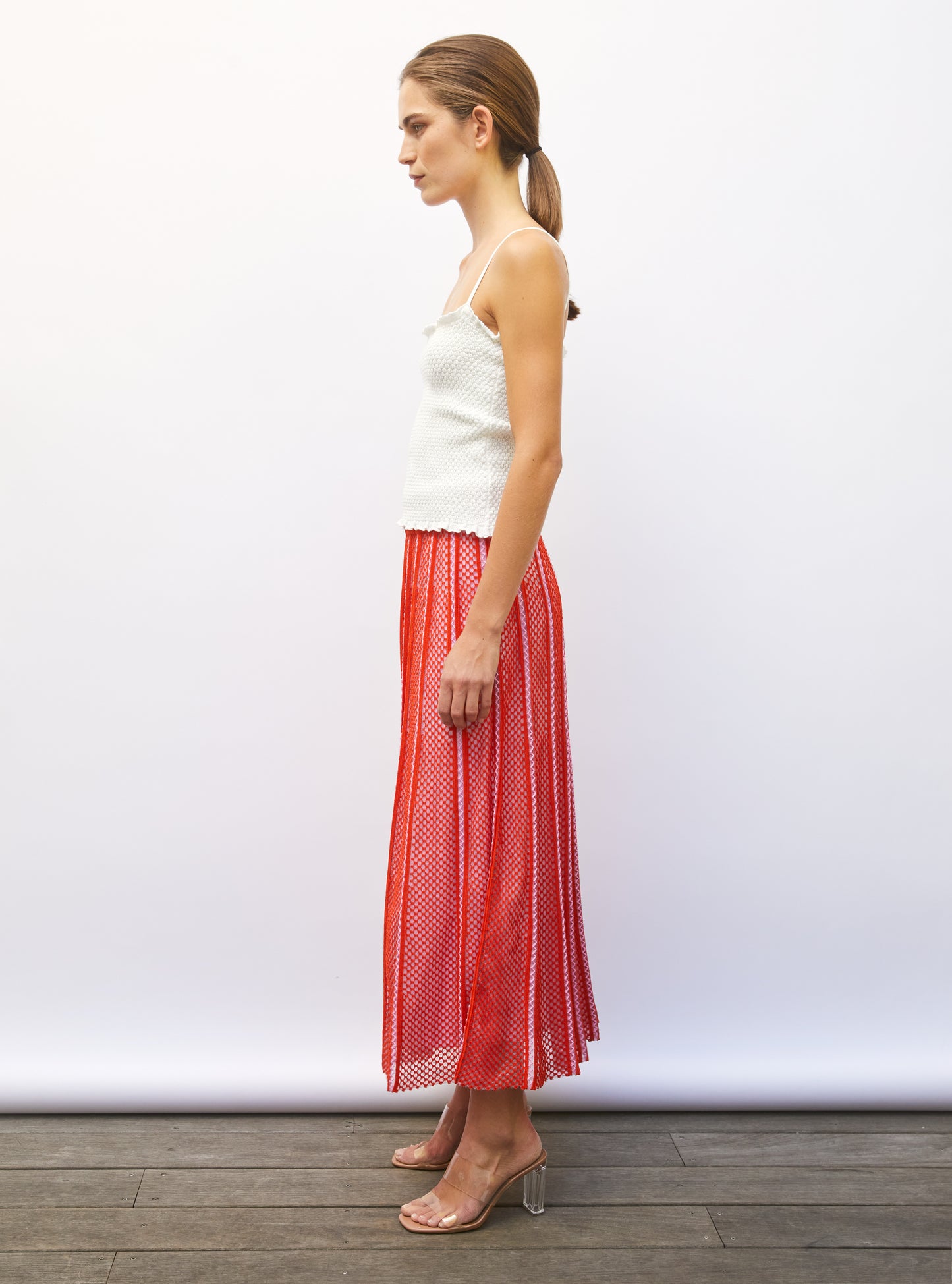 Top de luxe femme - Top bretelles maille smockée milk