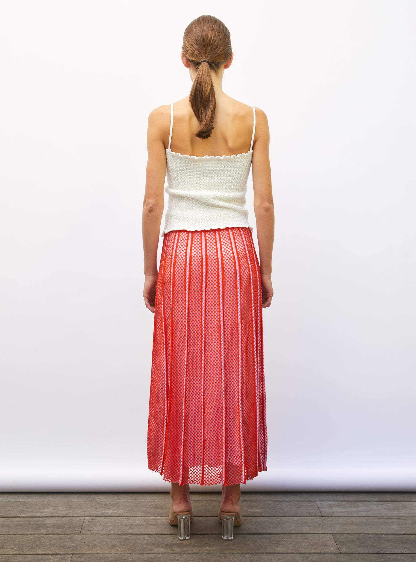 Top bretelles maille smockée milk - Vêtement de luxe femme