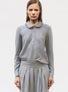 Top chemisier à col volanté Gris moyen rose fluo - Vêtement de luxe femme