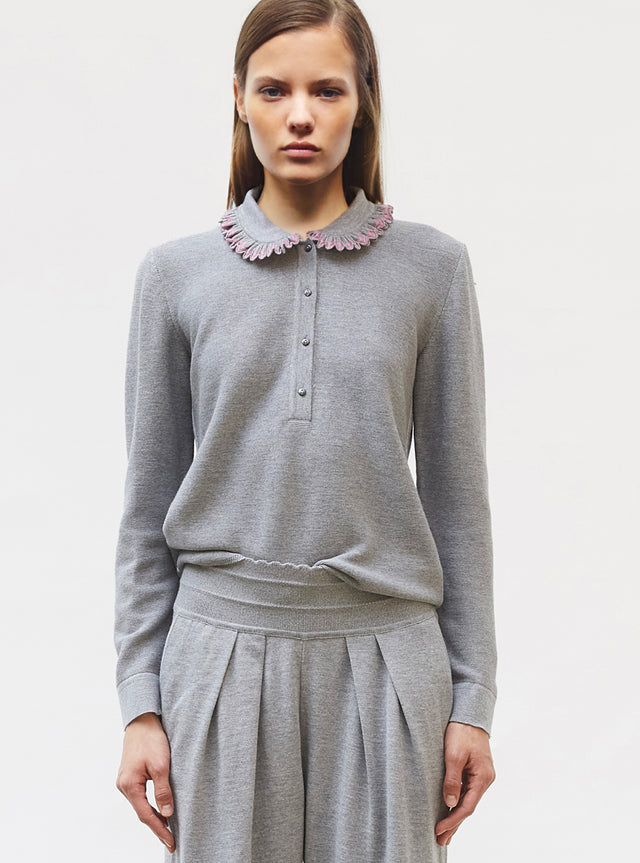 chemise en maille col volanté - Image principale