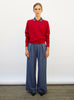 Pantalon de luxe femme - Pantalon fluide en maille lblueberry denim