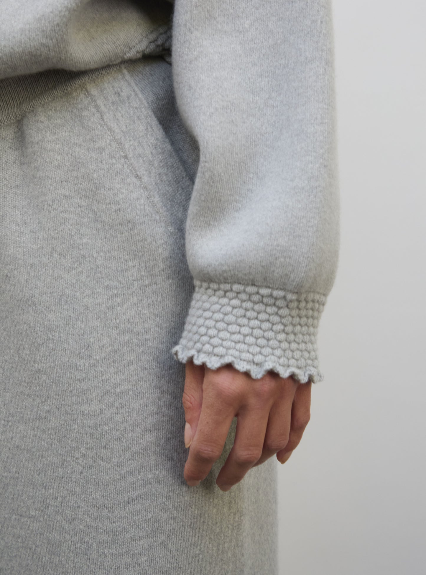 Pull en maille de luxe Molli - Pull montant détails smockés  gris souris