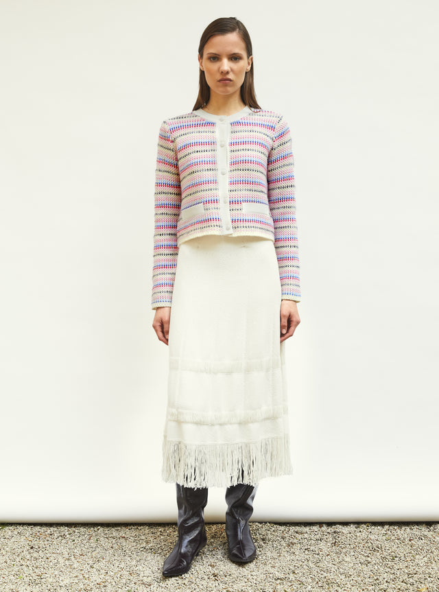 knit pencil skirt with fringe - Image principale