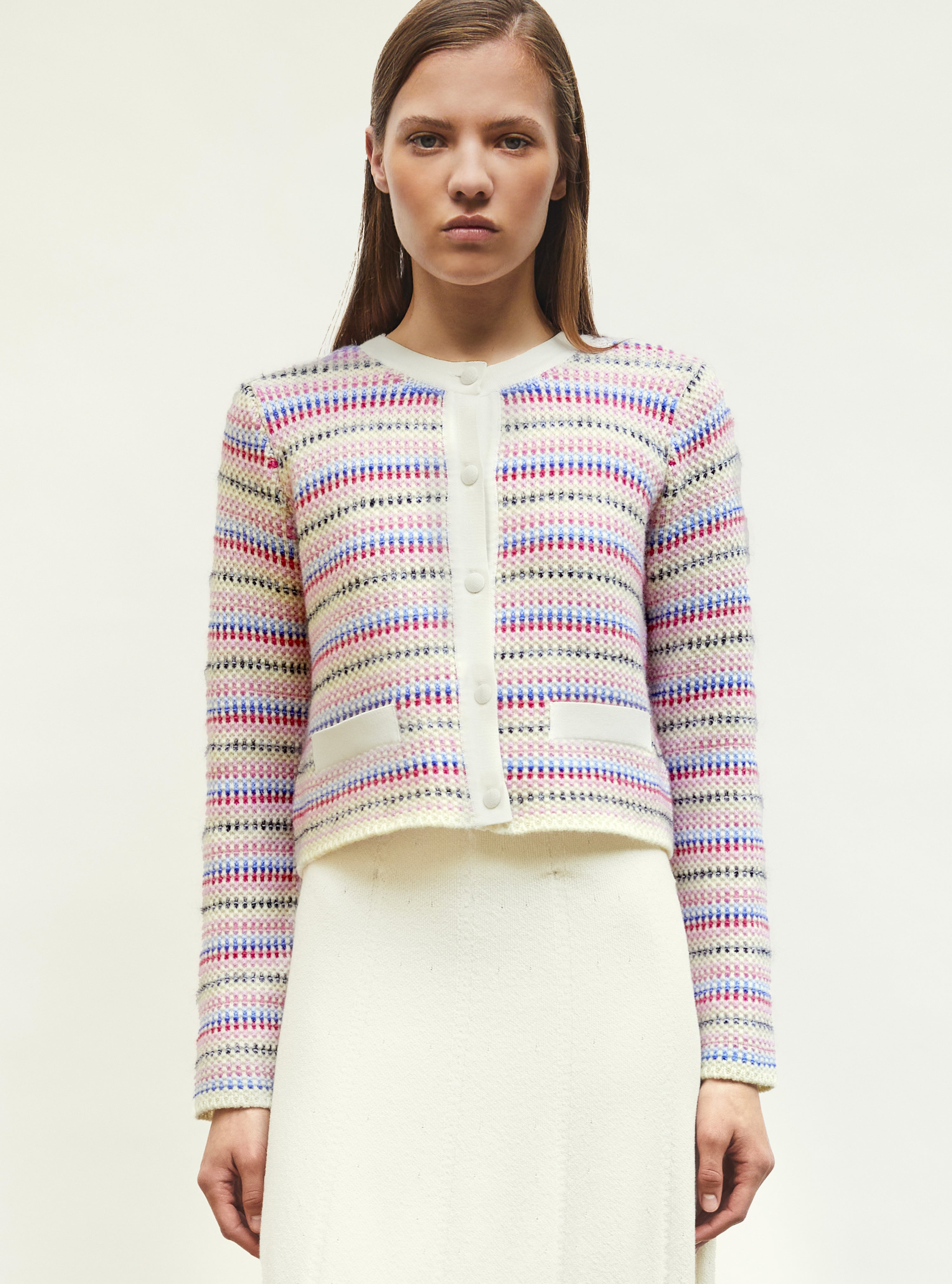 Cardigan moelleux multicolore naturel-multi - Vêtement en maille de luxe Molli