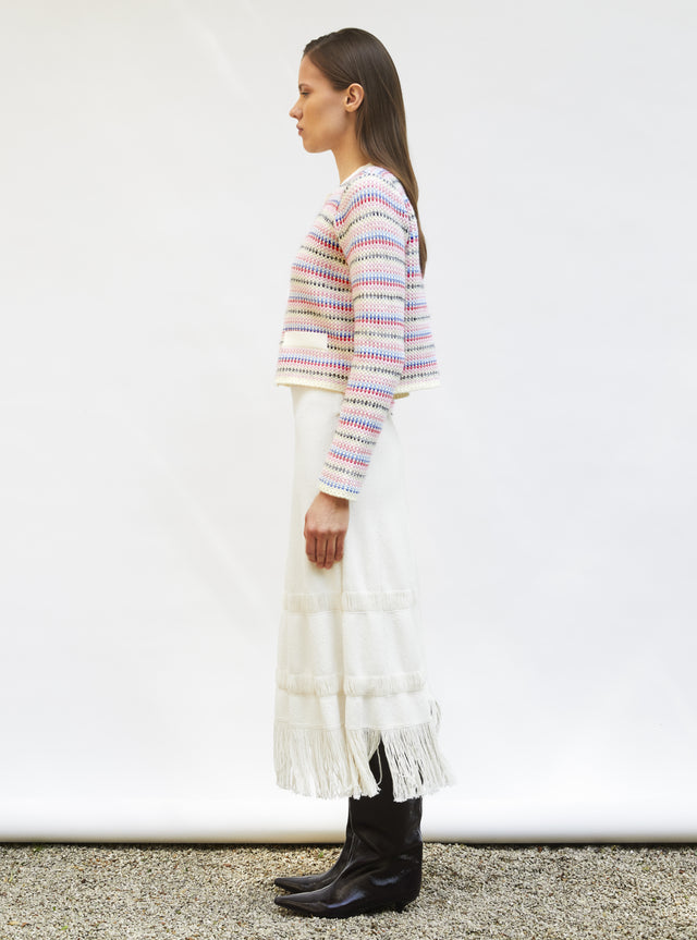 knit pencil skirt with fringe - Image principale