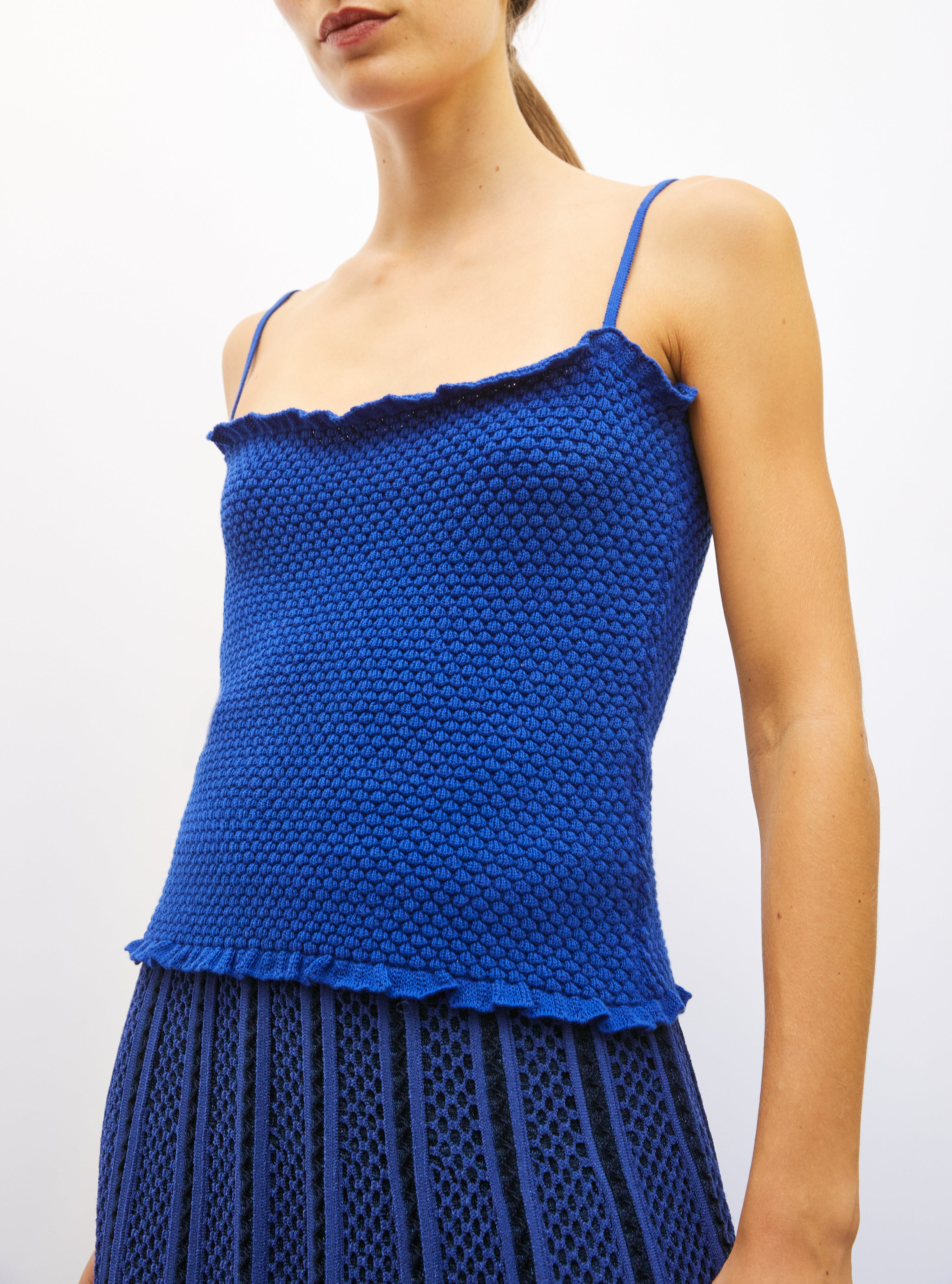 Top bretelles maille smockée - Vêtement de luxe femme