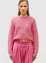 Jupe de luxe femme - Top col rond maille tweedée Rose mouliné