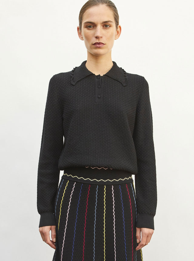 Top fin maille col volante - Image principale