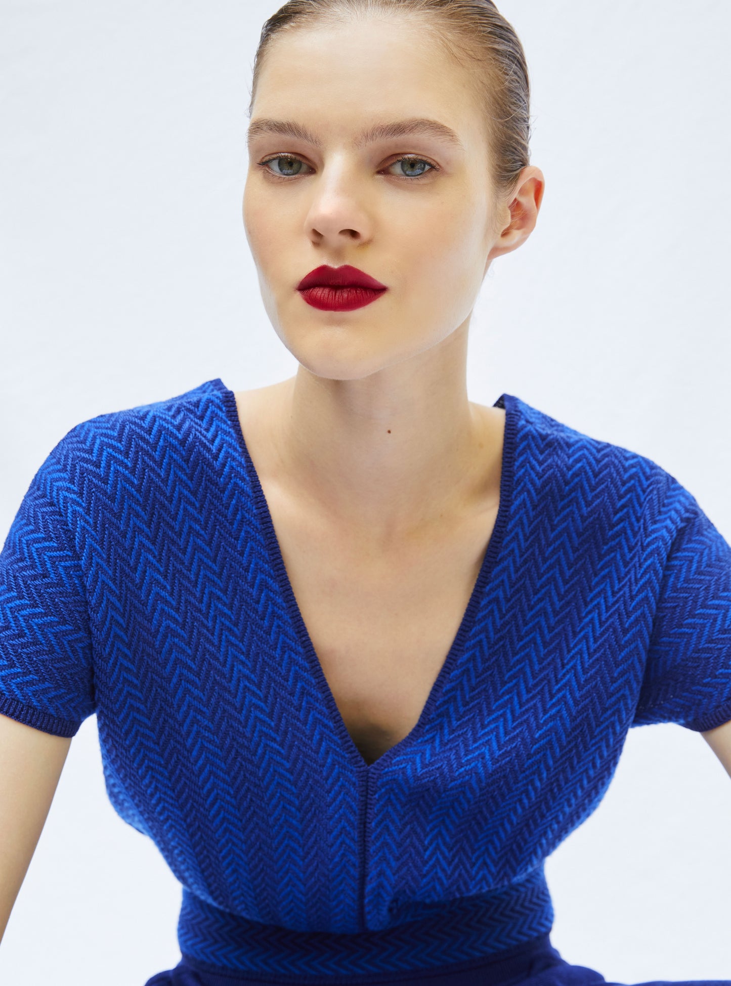 top V maille chevron