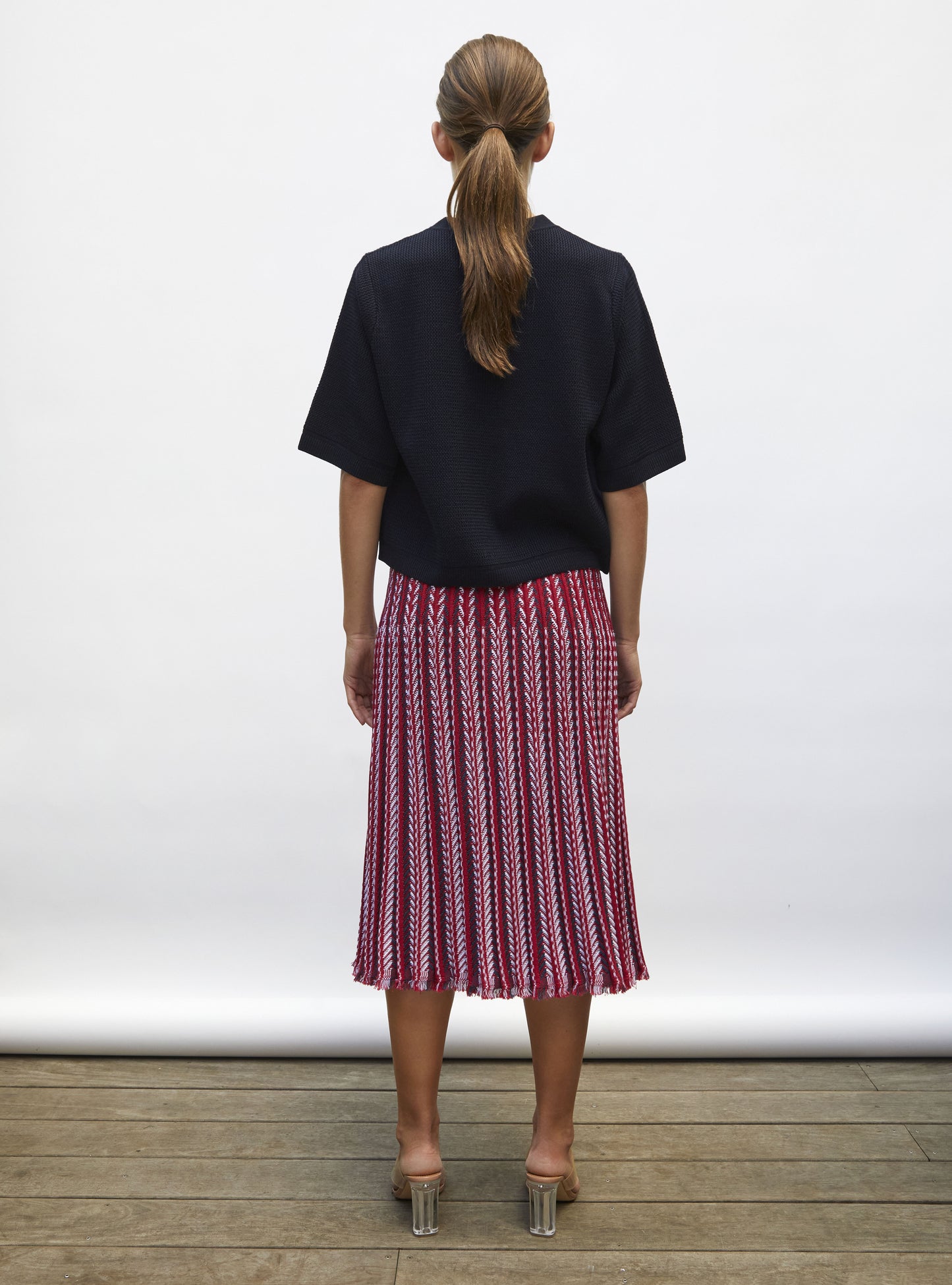 Top fin maille ondulée nuit - Vêtement de luxe femme