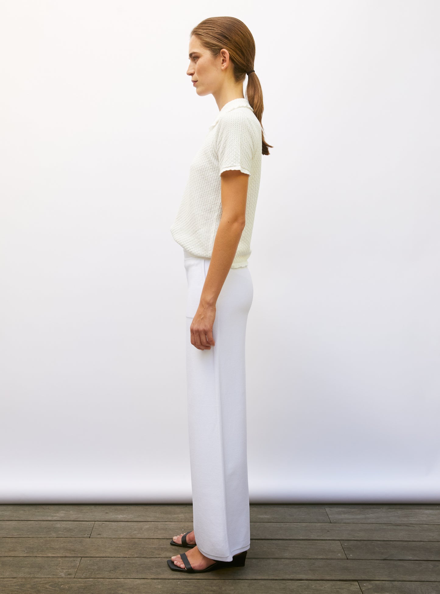 Polo fin col volanté milk - Vêtement de luxe femme