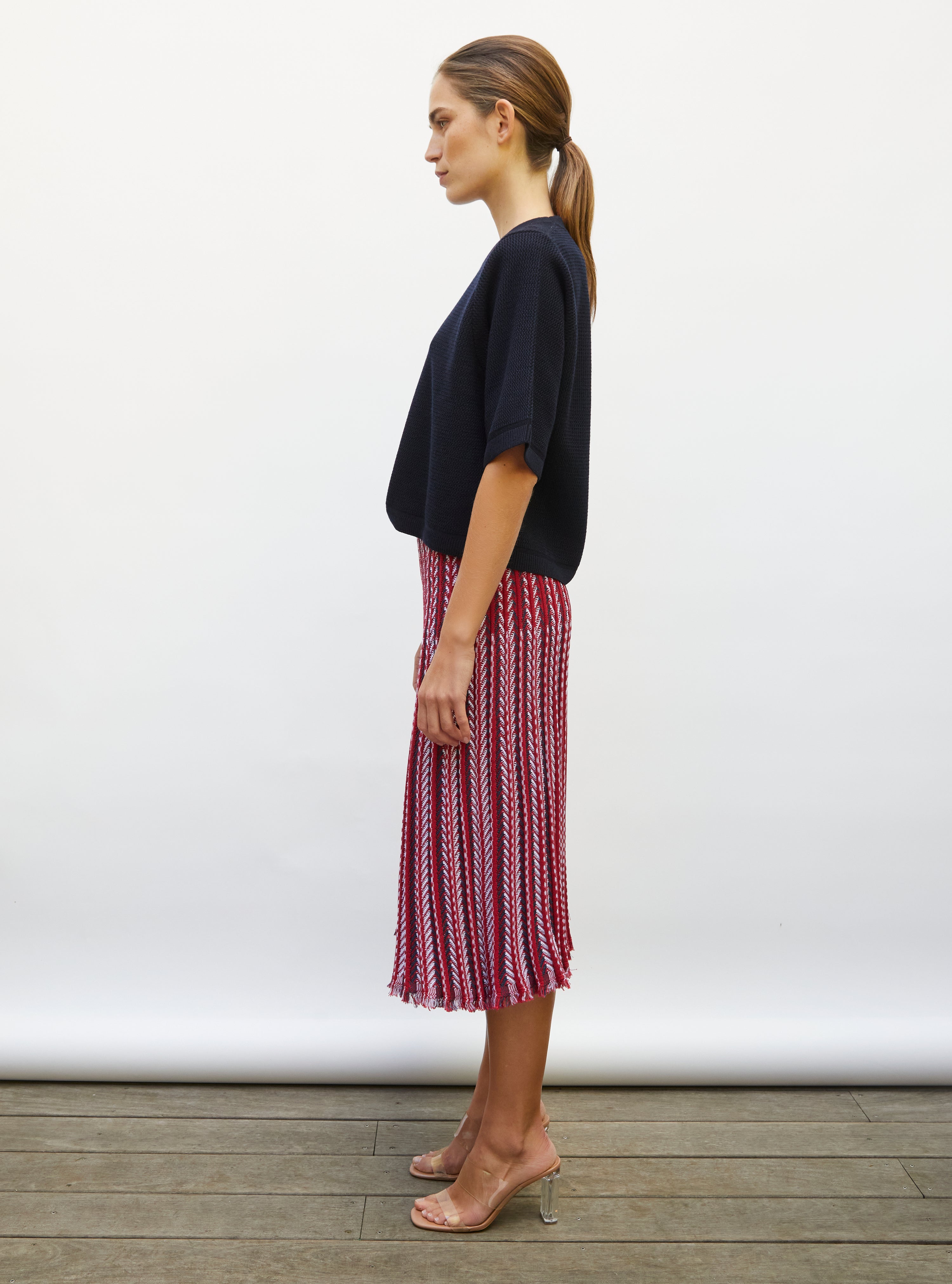 Top fin maille ondulée nuit - Top de luxe