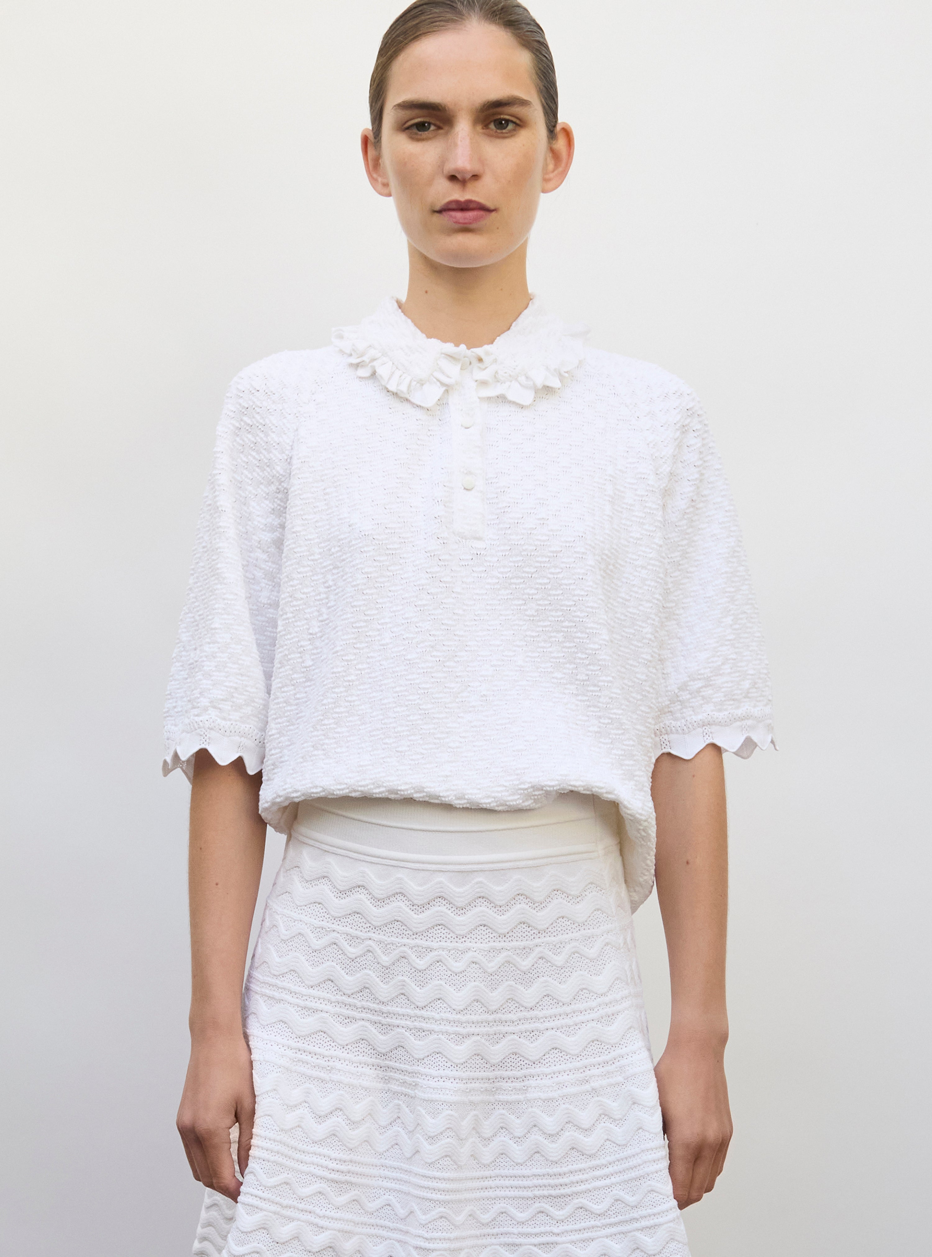 Top maille couture  milk - Vêtement en maille de luxe Molli