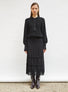 Jupe crayon maille à franges Noir profond - Vêtement en maille de luxe Molli