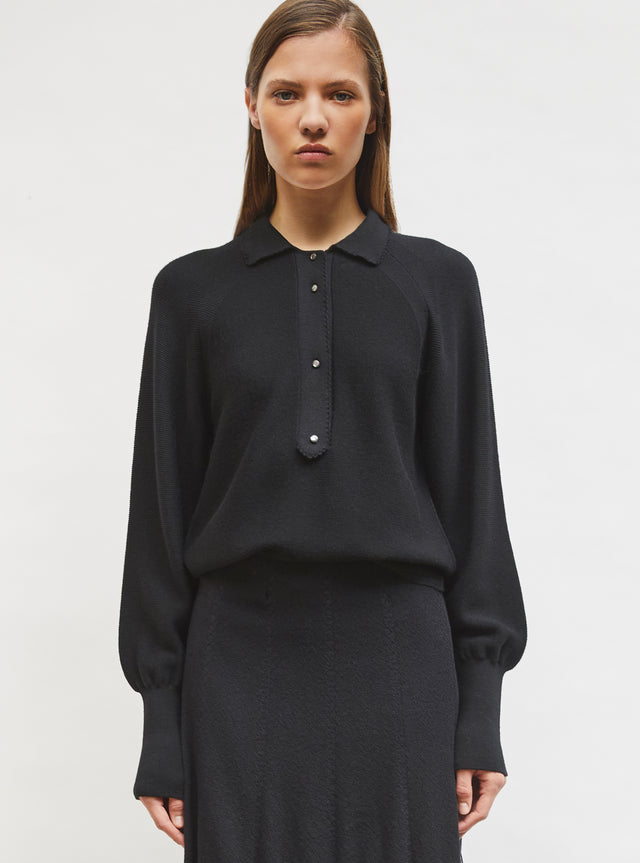 fine polo shirt with picot edging - Image principale
