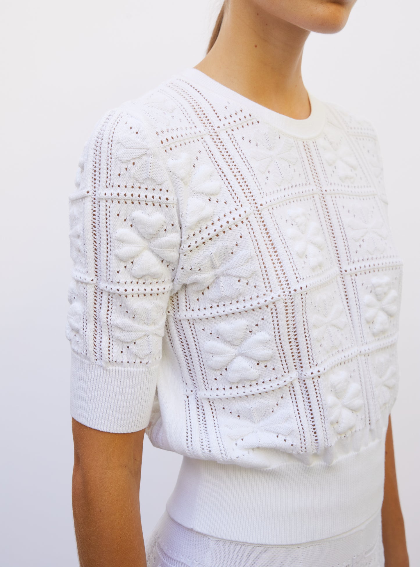 Top de luxe femme - top maille trèfle milk