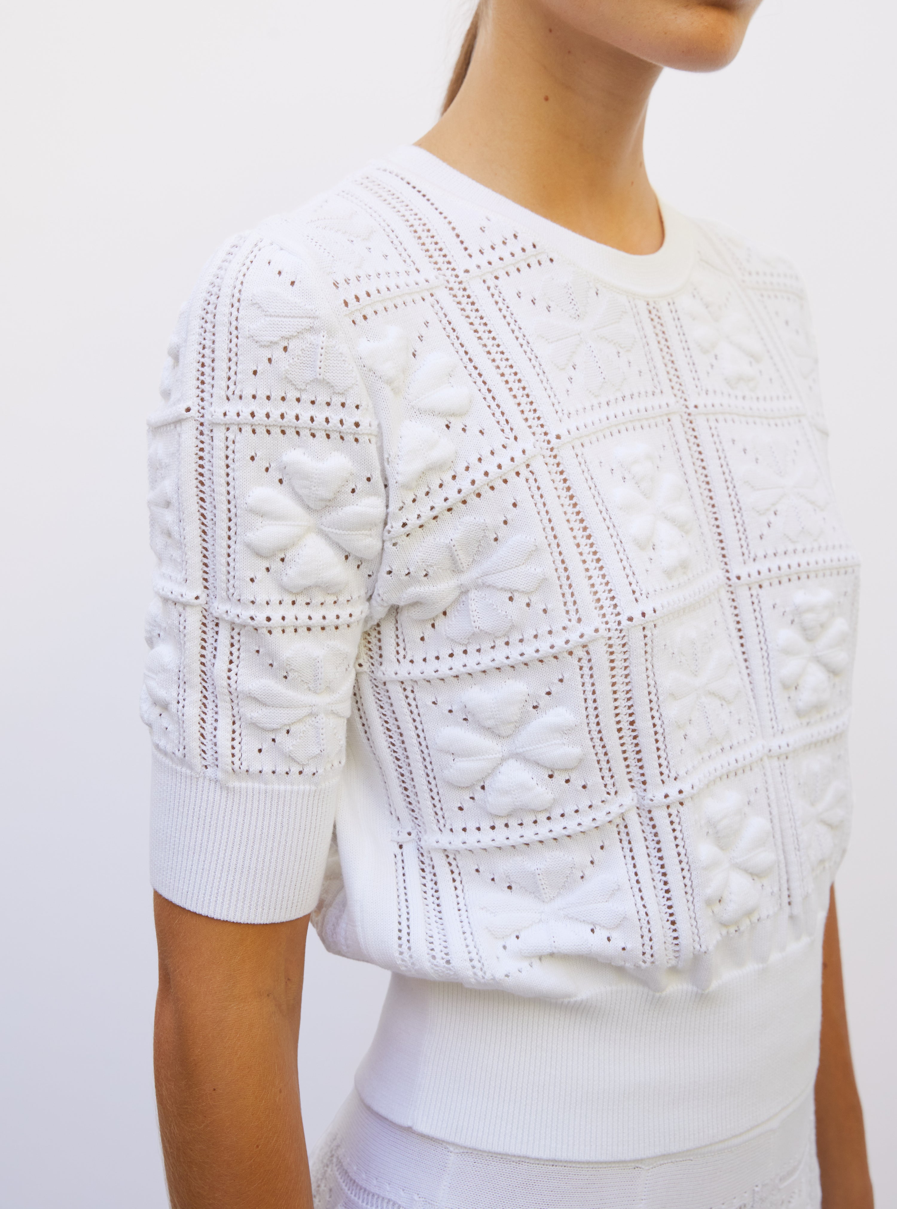 Top de luxe femme - top maille trèfle milk