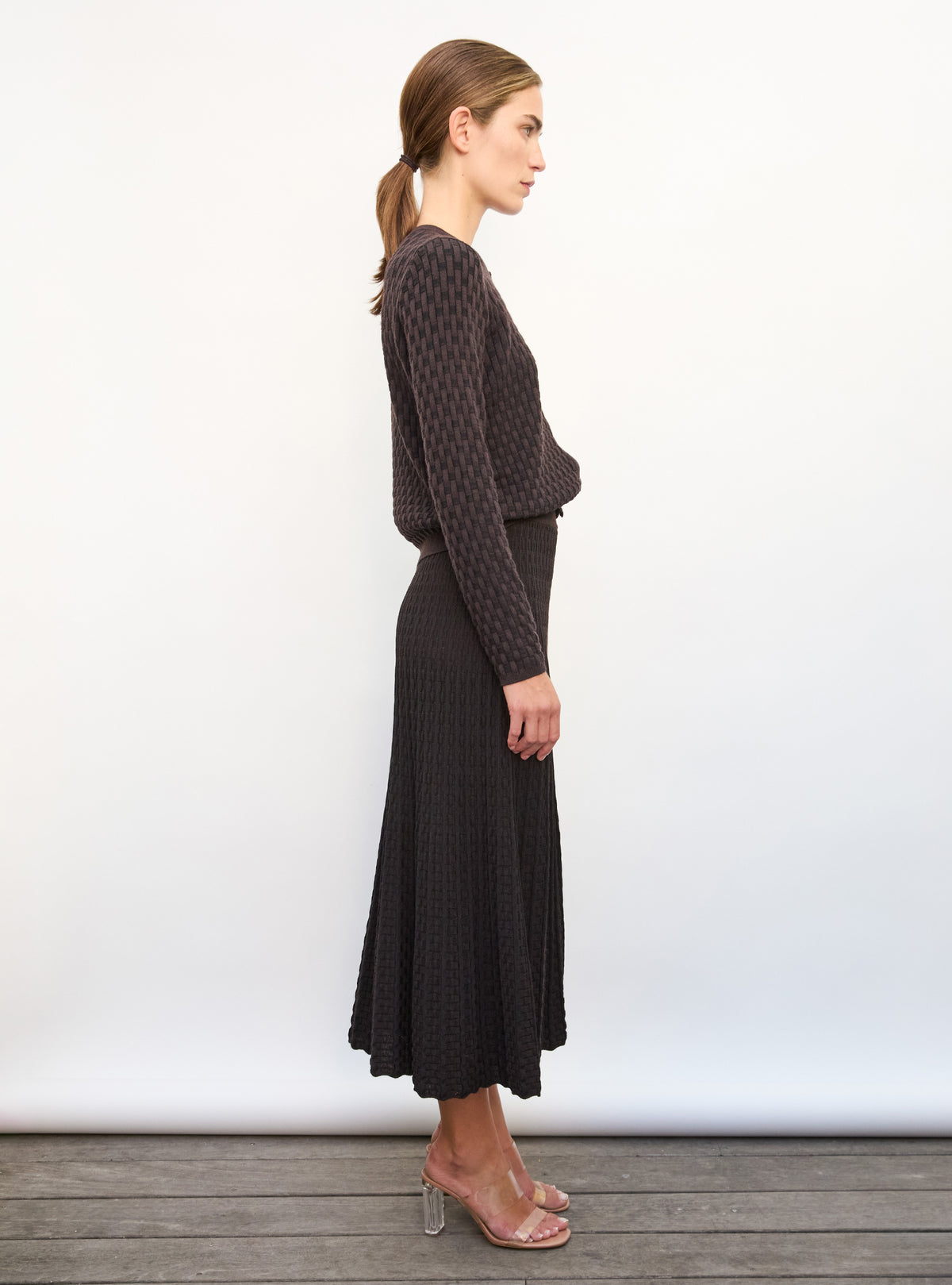 Cardigan maille cannage ebene noir profond - Cardigan de luxe