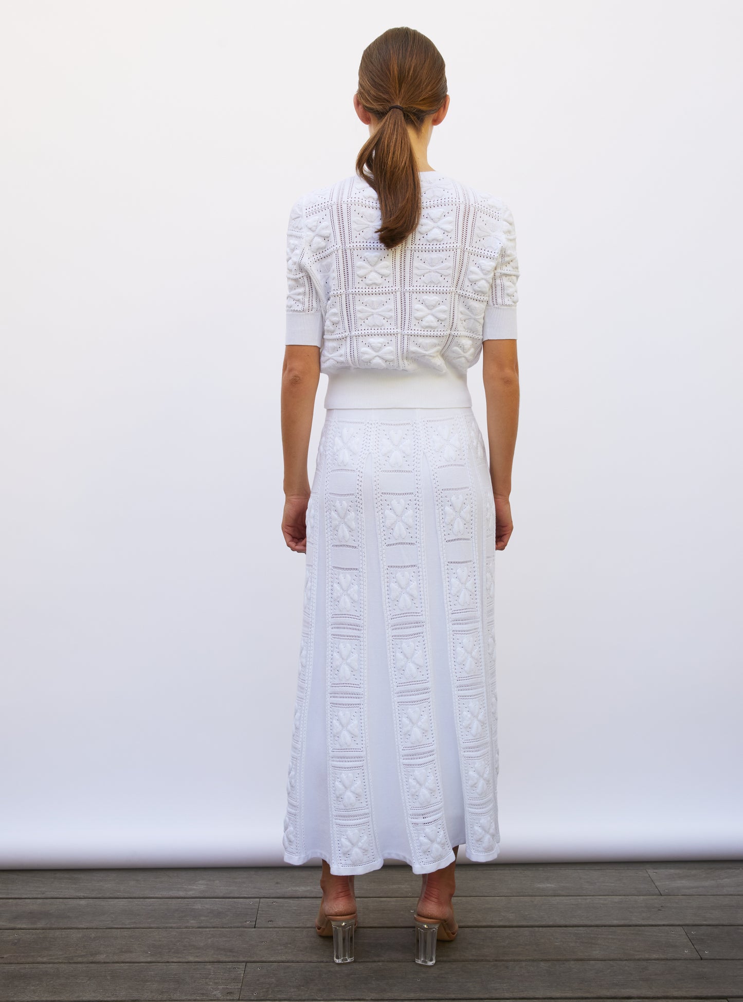 Top en maille de luxe Molli - top maille trèfle milk