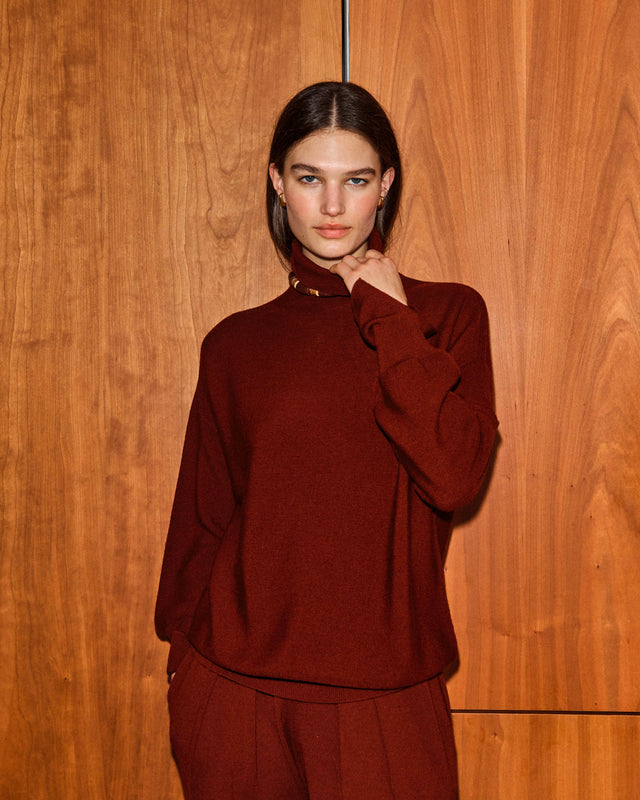 oversized slim top with stand-up collar - Image principale