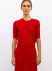 Top maille trèfle rouge vif - Vêtement en maille de luxe Molli