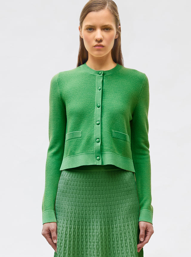 garter-stitch knit cardigan - Image principale