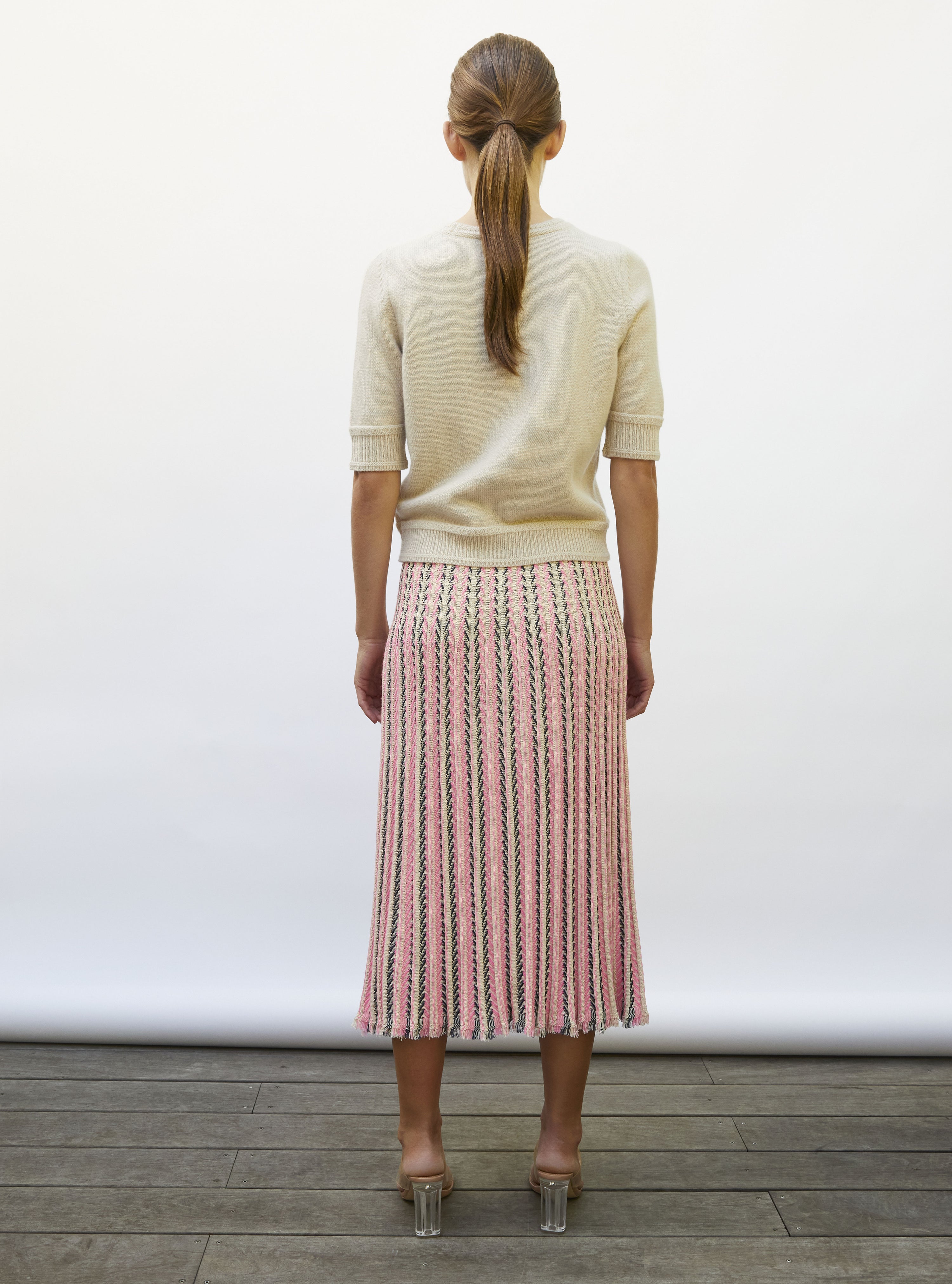 Top maille manches coudes muesli - Top de luxe