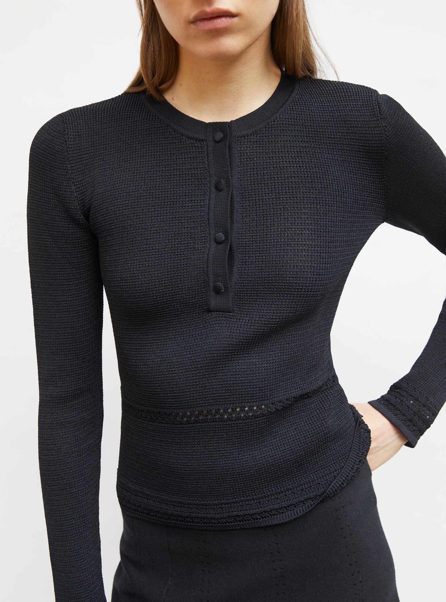 Top couture maille résille noir profond - Molli