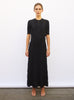 Jupe longue de luxe femme - Jupe longue maille trèfle noir profond