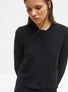 Cardigan de luxe femme - Cardigan maille point mousse Noir profond