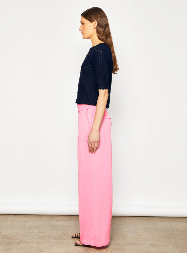 elbow-length-sleeved top in a pointelle knit - Image principale